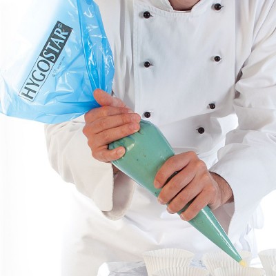 Σακούλες Ζαχαροπλαστικής Κρύων Μειγμάτων 3 Στρώσεων LDPE 28x59mm Μπλε σε ρολό 100 τεμαχίων Hygostar 32216