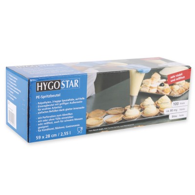 Σακούλες Ζαχαροπλαστικής Κρύων Μειγμάτων 3 Στρώσεων LDPE 28x59mm Μπλε σε ρολό 100 τεμαχίων Hygostar 32216