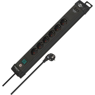 Πολύπριζο 6 θέσεων με 2 θύρες USB C PD 65W και USB A 18W και Καλώδιο 3m Brennenstuhl Premium-Line 1951160613