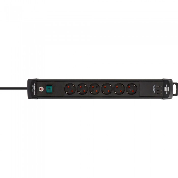 Πολύπριζο 6 θέσεων με 2 θύρες USB C PD 65W και USB A 18W και Καλώδιο 3m Brennenstuhl Premium-Line 1951160613