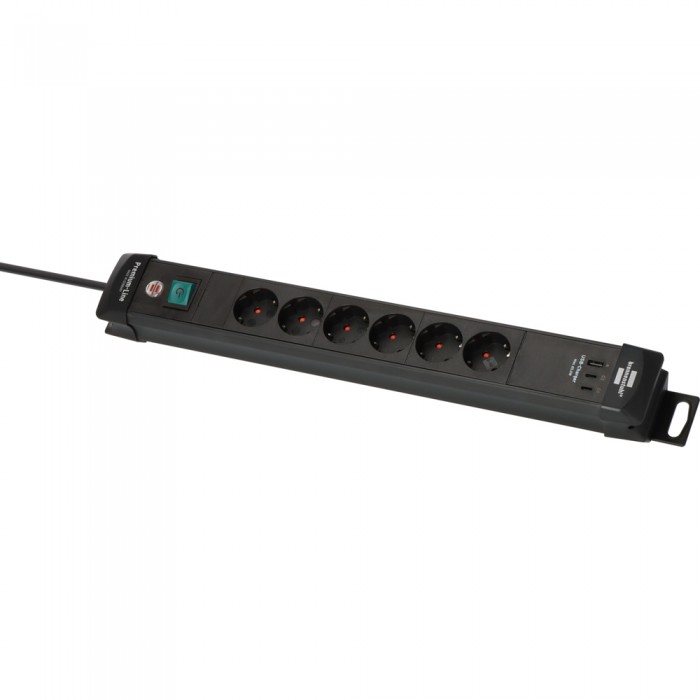 Πολύπριζο 6 θέσεων με 2 θύρες USB C PD 65W και USB A 18W και Καλώδιο 3m Brennenstuhl Premium-Line 1951160613
