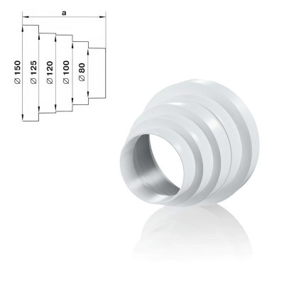 Μειωτήρας Πλαστικός (Συστολή) με διαβάθμιση 5 διαμέτρων Λευκός από Ø150 σε Ø80-100-120-125 590904.0022