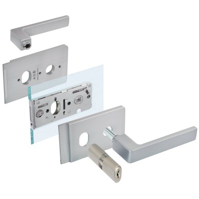 Κλειδαριά με Πόμολο AGB Vitra με πρόσοψη 52,5x10,5mm και κύλινδρο κλειδιού 54mm σε χρώμα νίκελ ματ