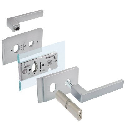 Κλειδαριά με Πόμολο AGB Vitra με πρόσοψη 52,5x10,5mm και κύλινδρο κλειδιού 70mm σε χρώμα νίκελ ματ