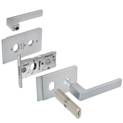 Κλειδαριά με Πόμολο AGB Vitra με πρόσοψη 100x18mm και κύλινδρο κλειδιού 70mm σε χρώμα νίκελ ματ