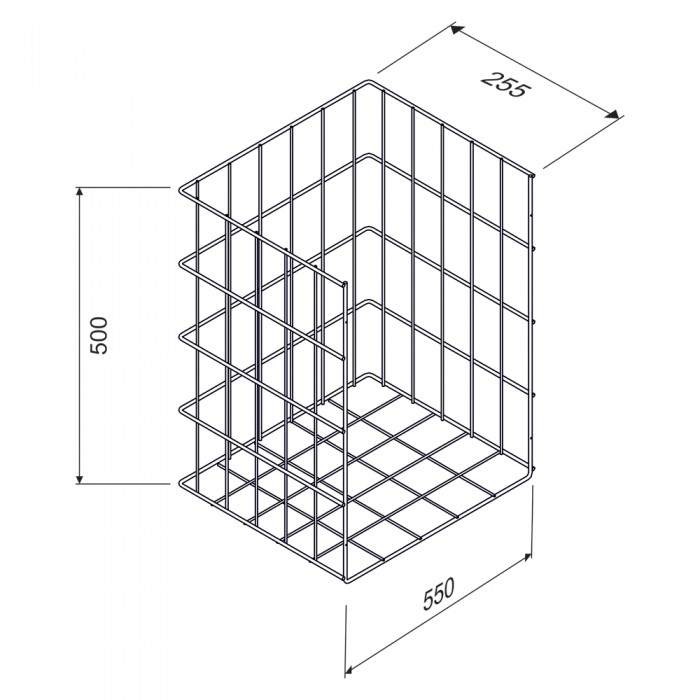 Καλάθι Απλύτων Συρμάτινο Τρίπλευρο 55x25.5x50cm Ανθρακί 461Α-BL