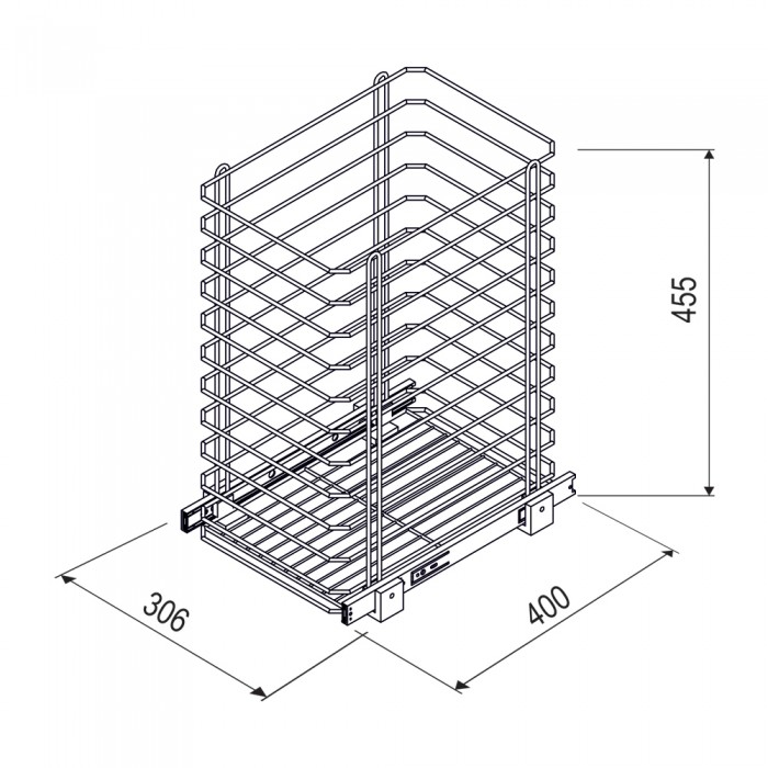 Καλάθι Απλύτων Συρμάτινο Συρόμενο 30.6x40x45.5cm Μαύρο 905A-BL