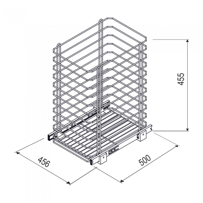 Καλάθι Απλύτων Συρμάτινο Συρόμενο 45.6x50x45.5cm Μαύρο 918A-BL