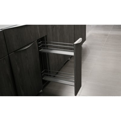 Τροφοθήκη Μπουκαλοθήκη Διόροφη με Φρένο 15 cm Ανθρακί G-B243-15