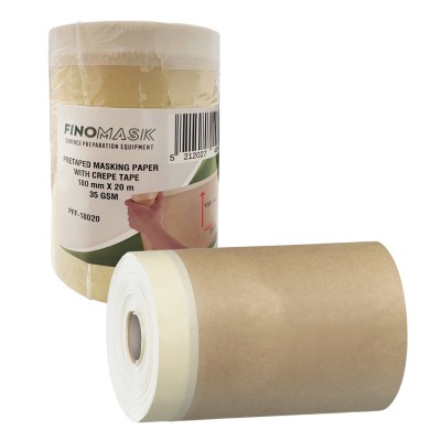 Χαρτί Κάλυψης Kraft με Αυτοκόλλητη Ταινία σε Ρολό 18cm x 20m Finomask PFF-18020