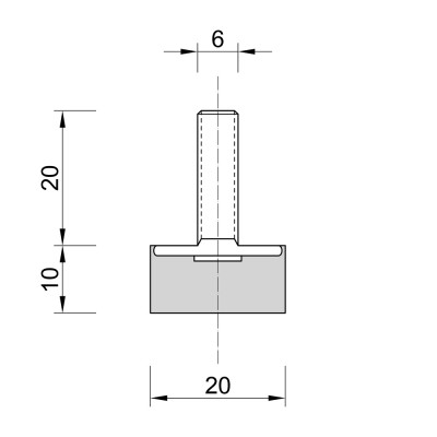 Αντικραδασμικό Πέλμα - Βάση Μ6 20x10