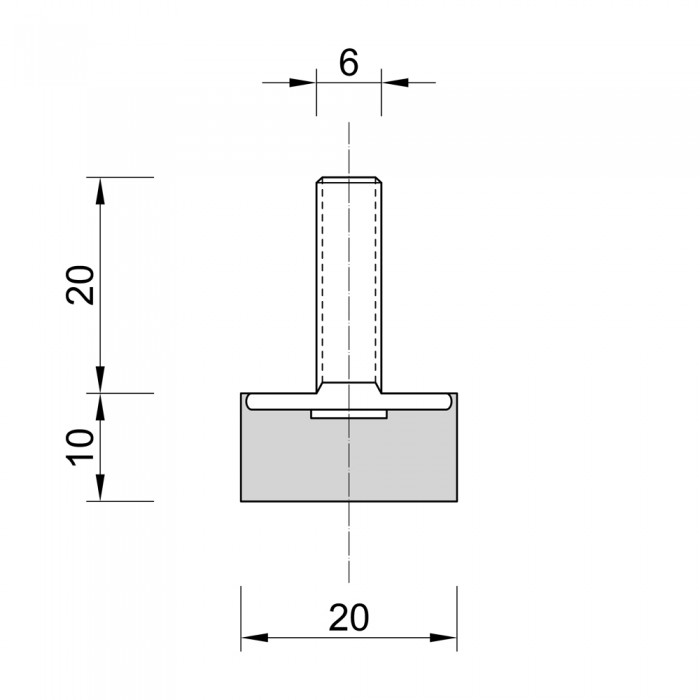 Αντικραδασμικό Πέλμα - Βάση Μ6 20x10