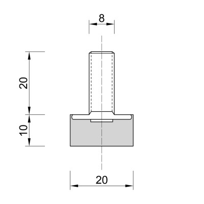 Αντικραδασμικό Πέλμα - Βάση Μ8 20x10