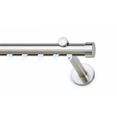 Μεταλλικός Σιδηρόδρομος Τοίχου μονός Anartisi Aluminium Rail Collection ILIOS TAPO Ø25 σε χρώμα ΙΝΟΞ ΓΥΑΛΙΣΤΕΡΟ (INOX POLISHED)