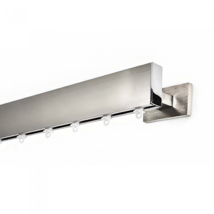 Μεταλλικός Σιδηρόδρομος Τοίχου μονός Anartisi Aluminium Rail Collection LAMA σε χρώμα ΙΝΟΧ ΓΥΑΛΙΣΤΕΡΟ / ΧΡΩΜΙΟ (INOX POLISHED / CHROME) με Σύστημα WAVE 8 cm