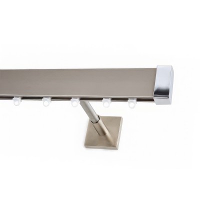 Μεταλλικός Σιδηρόδρομος Τοίχου μονός Anartisi Aluminium Rail Collection IDEAL σε χρώμα ΙΝΟΞ ΣΑΤΙΝΕ / ΧΡΩΜΙΟ (INOX SATINED / CHROME)
