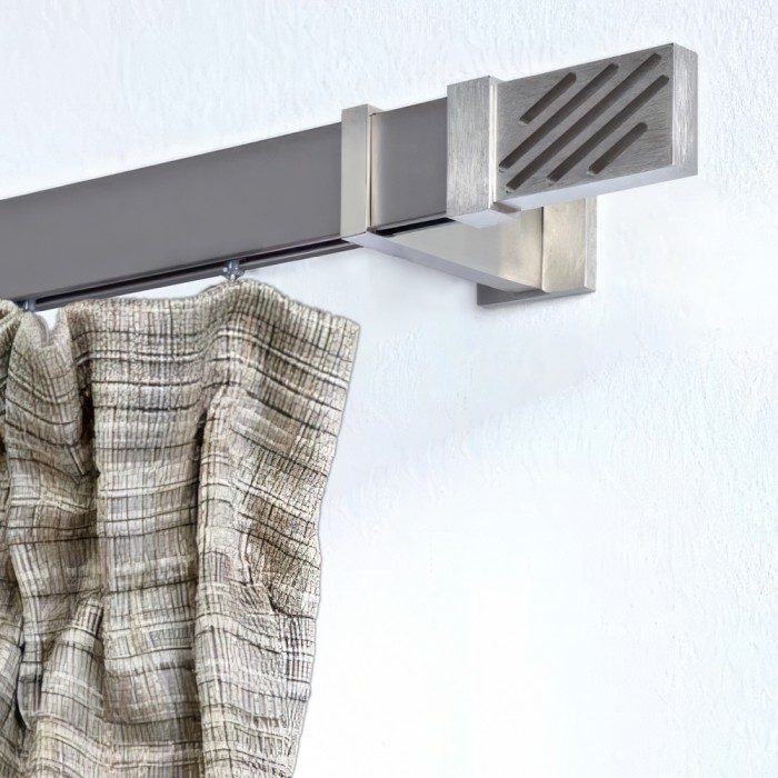 Μεταλλικός Σιδηρόδρομος Μονός Anartisi Aslanis Home Senses LINEA σε χρώμα ΝΙΚΕΛ ΣΑΤΙΝΕ (NICKEL SATINED)