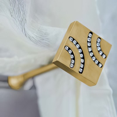 Αμπράζ συγκράτησης κουρτίνας Anartisi Αslanis PLEASURE με Κρύσταλλα Swarovski σε χρώμα ΧΡΥΣΟ ΣΑΤΙΝΕ (POLISHED SATINED)