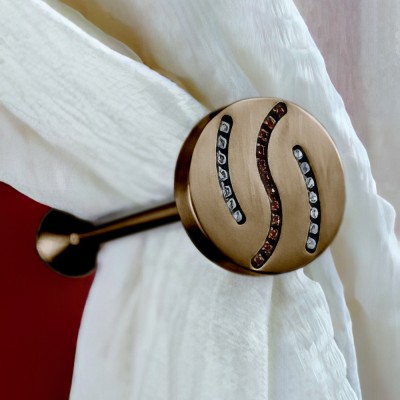 Αμπράζ συγκράτησης κουρτίνας Anartisi Αslanis QUEEN  με Κρύσταλλα Swarovski σε χρώμα ΑΝΤΙΚΕ (BRONZED)