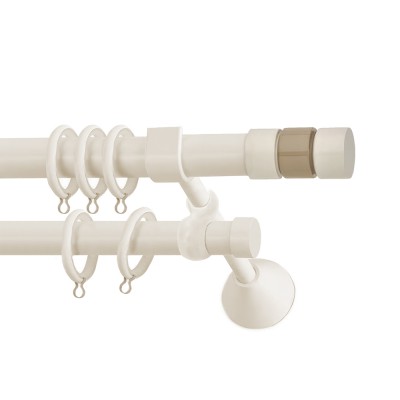 Κουρτινόξυλο Μεταλλικό Διπλό με Σωλήνα Anartisi LIVORNO Ø25 σε χρώμα ΕΚΡΟΥ (MY 02) / ΣΑΜΠΑΝΙΖΕ (BEIGE (MY 02) / CHAMPAGNE)