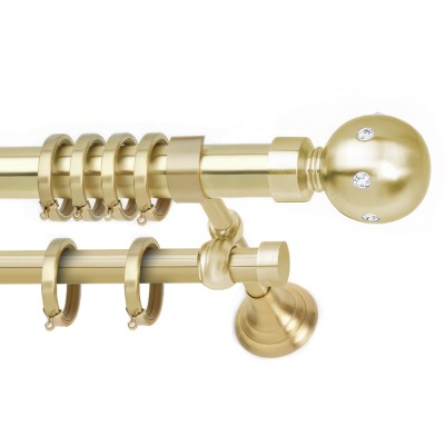 Κουρτινόξυλο Μεταλλικό Διπλό με Σωλήνα Anartisi LIBERTY STRASS Ø35 σε χρώμα ΧΡΥΣΟ ΣΑΤΙΝΕ (POLISHED SATINED)