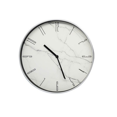 Πλαστικό ρολόι τοίχου 30εκ. Ασημί μάρμαρο ANKOR 822409