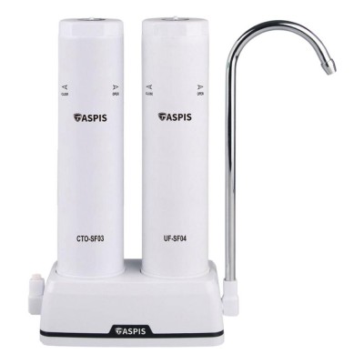 Συσκευή Φίλτρου Βρύσης Νερού Διπλή Άνω Πάγκου UF 19x8.5x29.5cm 3BAR Max Λευκό ASPIS S-04 17-105-003