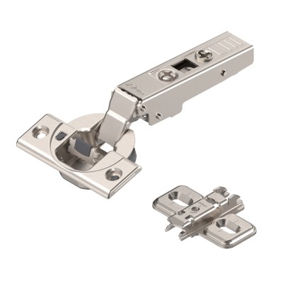 Μεντεσές BLUM CLIP TOP Βιδωτός 107° με ενσωματωμένο φρένο Ίσιος με πάτημα 16mm και τακάκι σταυρό Βιδωτό επινικελωμένος 75B1550