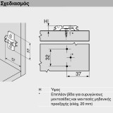 Μεντεσές BLUM CLIP TOP Βιδωτός 107° Ίσιος με πάτημα 16mm και τακάκι σταυρό Βιδωτό επινικελωμένος 75T1550