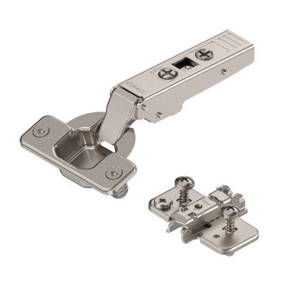 Μεντεσές BLUM CLIP TOP Expando (Πρεσαριστός) 107° Ίσιος με πάτημα 16mm και έκκεντρο τακάκι σταυρό expando επινικελωμένος 75T1580