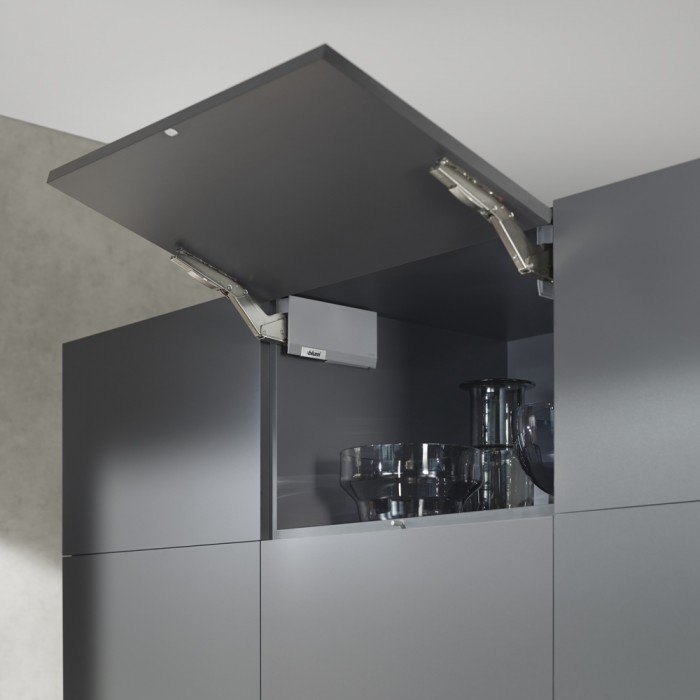 Σύστημα ανύψωσης για Πορτάκια Χωρίς Πόμολο Blum Aventos HK Top με Tip-On σε χρώμα Light Grey