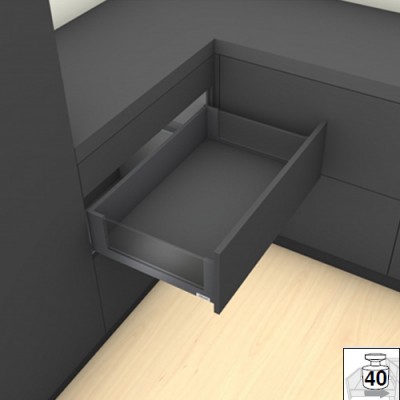 Μεταλλικά Πλαϊνά συρταριού με υποδοχή για γυαλί BLUM LEGRABOX -C- με ύψος 17.7cm και Βάθος 50cm σε χρώμα Ανθρακί