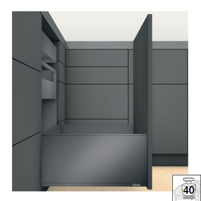 Μεταλλικά Πλαϊνά συρταριού BLUM LEGRABOX -F- με ύψος 25.7cm και Βάθος 50cm σε χρώμα Ανθρακί