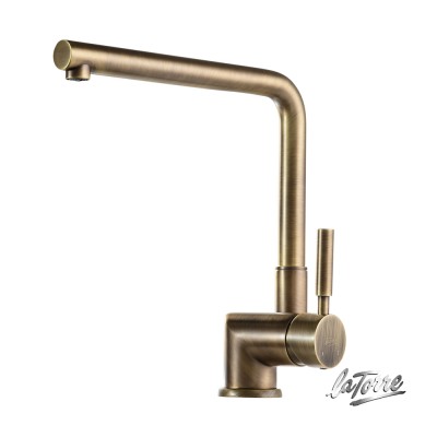 Μπαταρία Νεροχύτη Θερμομικτική με Ανακλινόμενη Ρουξούνι (Ελάχιστο Ύψος 7εκ) High Tech La Torre 12115-221 Antique Brass