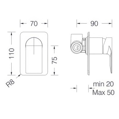 Μίκτης Εντοιχισμού 1 Εξόδου Eurorama Charma Χρώμιο 148055SL-100