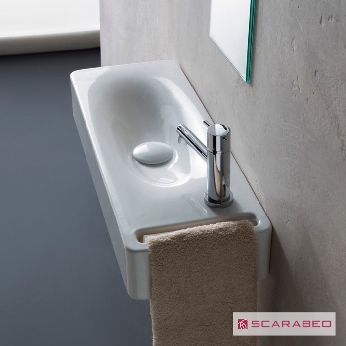 Νιπτήρας μπάνιου σε λευκό χρώμα Scarabeo Hung 1512-300 -50 x 22 cm
