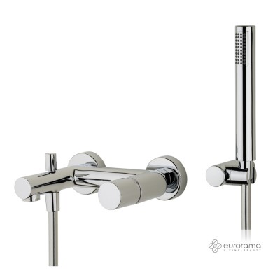 Μπαταρία Λουτρού Res-Pro Θερμομικτική με Τηλέφωνο Anticalcare Επίτοιχο Στήριγμα Τηλεφώνου & Pvc Σπιράλ 1,5μ. Eurorama 175210DE-100 Chrome