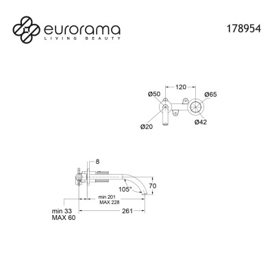 Μπαταρία Νιπτήρος Θερμομικτική Εντοιχισμού Oso Eurorama 178954-110 Inox finish