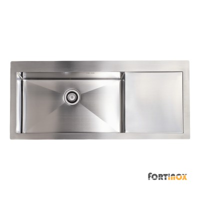 Νεροχύτης Ανοξείδωτος 116x51 cm Ένθετος με 1 Γούρνα & Πάγκο Εργασίας Για Ερμάριο 80 cm της Σειράς Squadro Fortinox Αριστερός 29115L-110 Inox Λείο