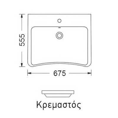 Νιπτήρας μπάνιου σε λευκό χρώμα Senior 3044-300 67.5 X 55.5 CM