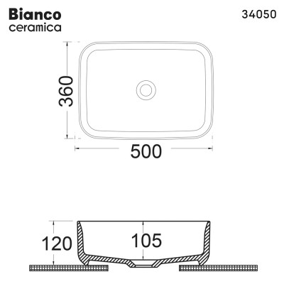 Νιπτήρας Μπάνιου 50x36 Επιτραπέζιος Bianco Ceramica 34050-421 Anthracite Matt