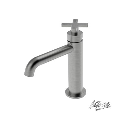 Μπαταρία Νιπτήρος Θερμομικτική Elle Cross με Βαλβίδα Clic-Clac La Torre 38004-110 Inox finish