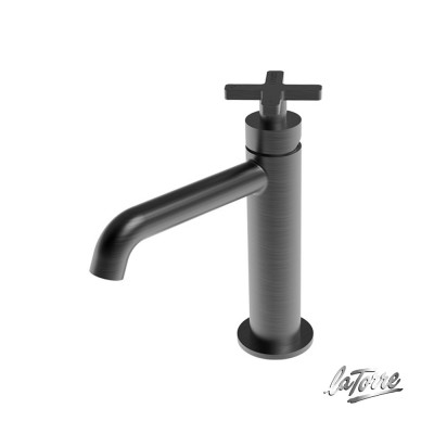 Μπαταρία Νιπτήρος Θερμομικτική Elle Cross με Βαλβίδα Clic-Clac La Torre 38004-410 Black Brushed