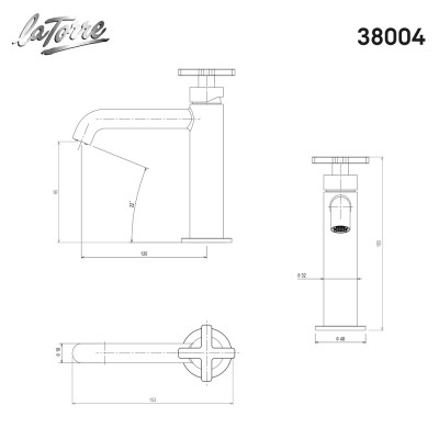 Μπαταρία Νιπτήρος Θερμομικτική Elle Cross με Βαλβίδα Clic-Clac La Torre 38004-410 Black Brushed