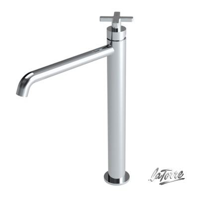 Μπαταρία Νιπτήρος Θερμομικτική Elle Cross Υψηλή Για Επιτραπέζιους Νιπτήρες με Βαλβίδα Clic-Clac La Torre 38016-100 Chrome