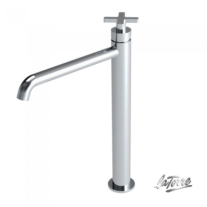 Μπαταρία Νιπτήρος Θερμομικτική Elle Cross Υψηλή Για Επιτραπέζιους Νιπτήρες με Βαλβίδα Clic-Clac La Torre 38016-100 Chrome