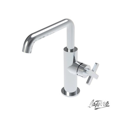 Μπαταρία Νιπτήρος Θερμομικτική Elle Cross με Βαλβίδα Clic-Clac La Torre 38020-100 Chrome