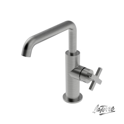 Μπαταρία Νιπτήρος Θερμομικτική Elle Cross με Βαλβίδα Clic-Clac La Torre 38020-110 Inox finish