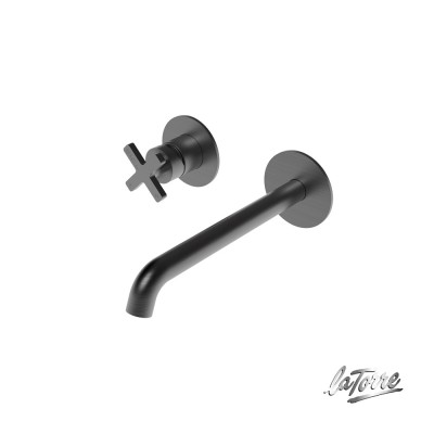 Μπαταρία Νιπτήρος Θερμομικτική Elle Cross Εντοιχισμού La Torre 38032-410 Black Brushed