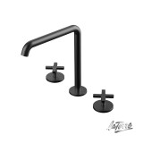 Μπαταρία Νιπτήρος Θερμομικτική Επικαθήμενη 3 Οπών Elle Cross με Βαλβίδα Clic-Clac La Torre 38102-410 Black Brushed